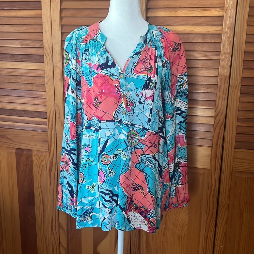 Lilly Pulitzer Elsa Starboard 100% Silk top